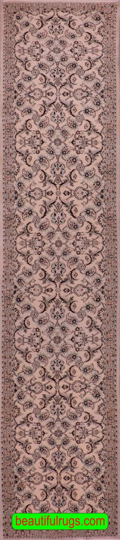 Beige color Persian runner rug for long hallway. Size 2.9x13.3