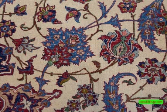 Antique Oriental Rug, Antique Persian Isfahan Rug, Kork Wool Rug