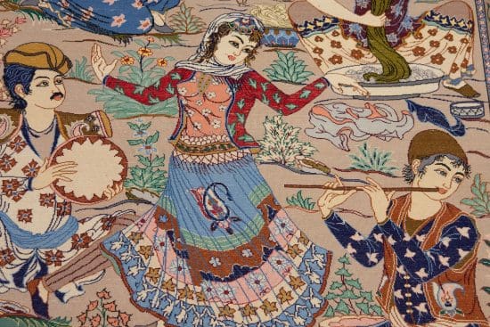 Handmade Pictorial Rug, Persian Isfahan Iliati Design Rug, Kurk Wool Rug, size 3.4x5.2