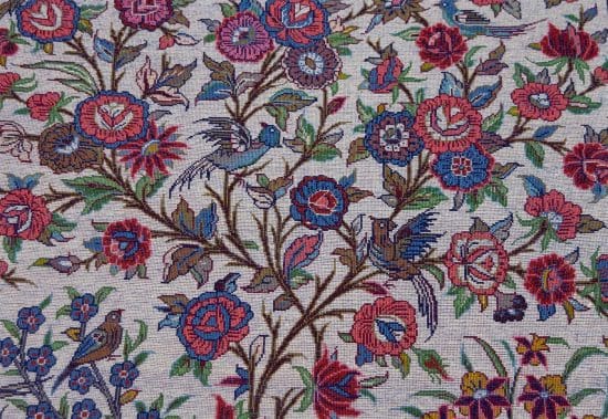 A colorful handmade Persian Sarouk tree of life rug with birds and animals. Size 3.5x5.2.