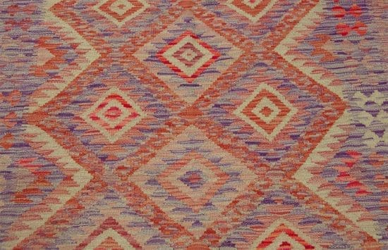 Handwoven multicolor flat weave geometric style kilim rug. Kilim size 4.10x6.3.