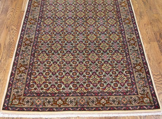 Hand knotted Persian Tabriz wool rug, beige color, all-over design rug. Size 3.3x5.